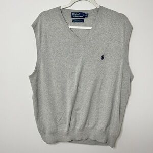 Polo by Ralph Lauren 100% Pima Cotton Sweater Vest Men’s Size XL XXL Gray V neck